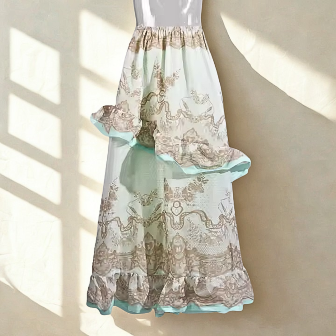 Olivia 2 Piece Blouse and Skirt Set French Ruffles Lightweight & Soft | Ethereal Collection