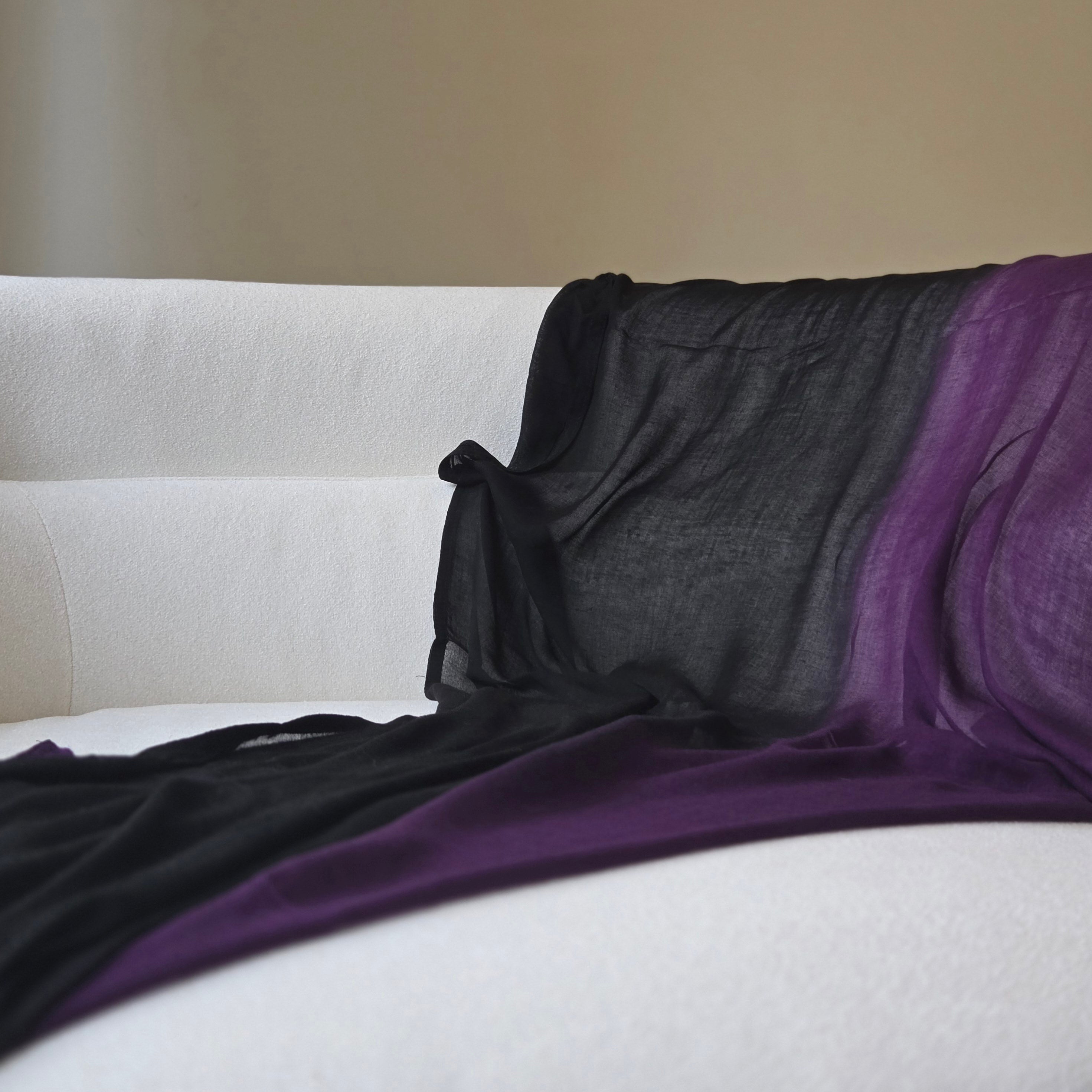 100% modal scarf in black and purple two toned summer lightweight woven hijab