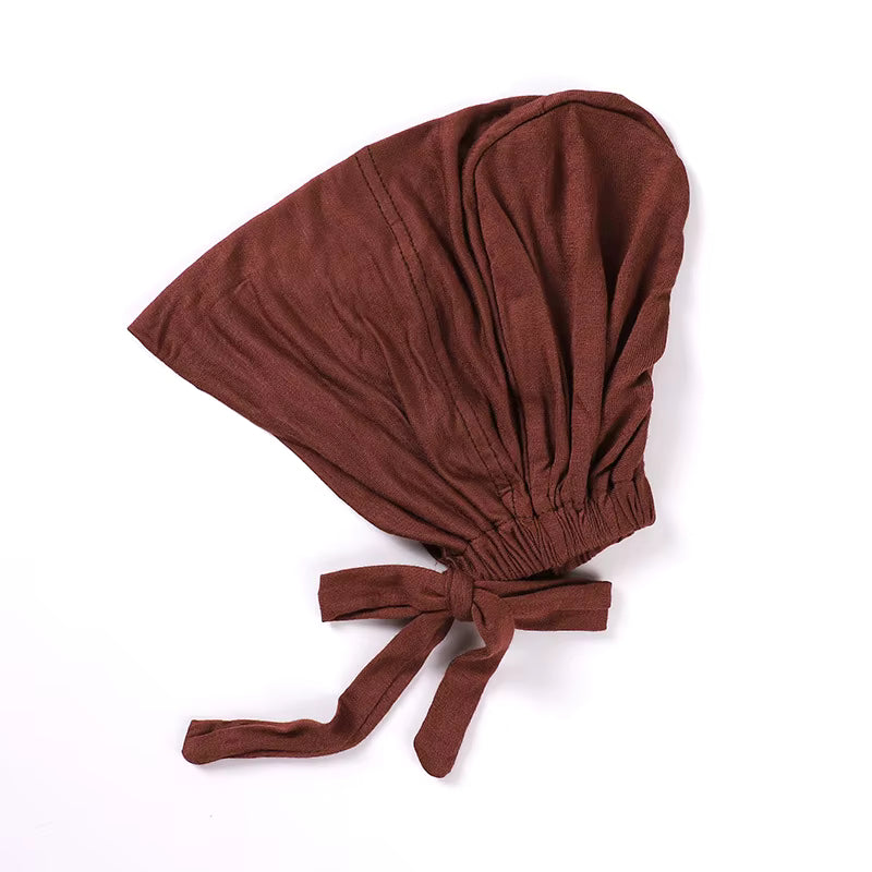 Cotton Modal Elastic Tie Back HIjab Caps Plain Underscarf Adjustable Elasticity Jersey Hijab Undearcap