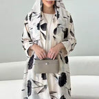 Petal Noir Floral Printed Abaya and Scarf