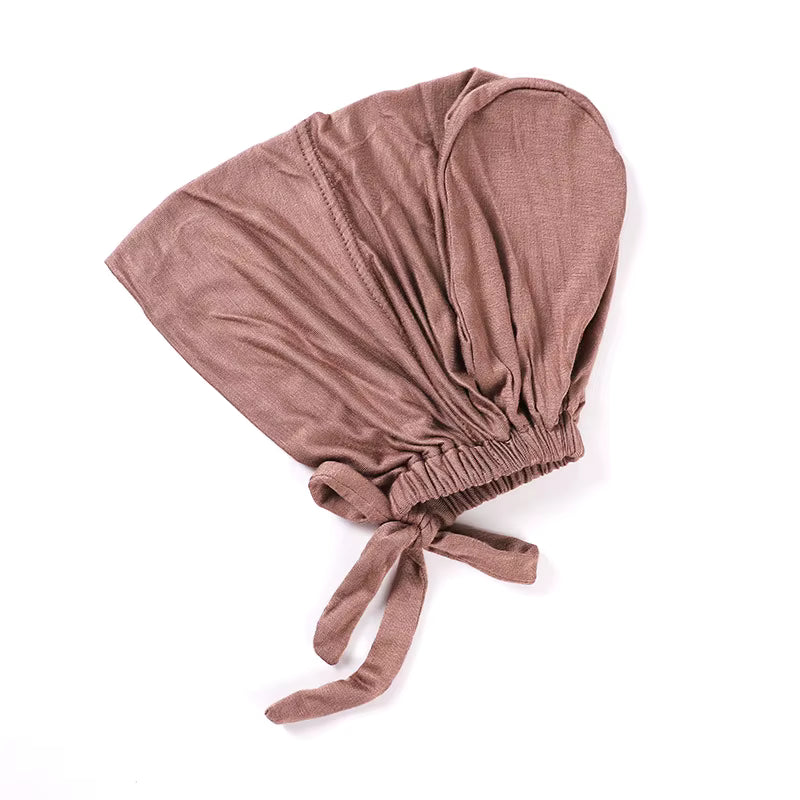 Cotton Modal Elastic Tie Back HIjab Caps Plain Underscarf Adjustable Elasticity Jersey Hijab Undearcap