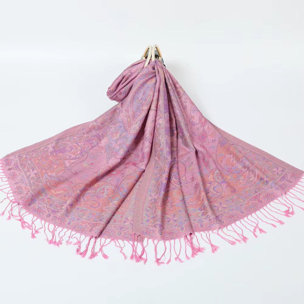 Pashmina Scarf – Cashmere‑Feel, Wind‑Resistant, Woven Paisley Jacquard (70×200cm)