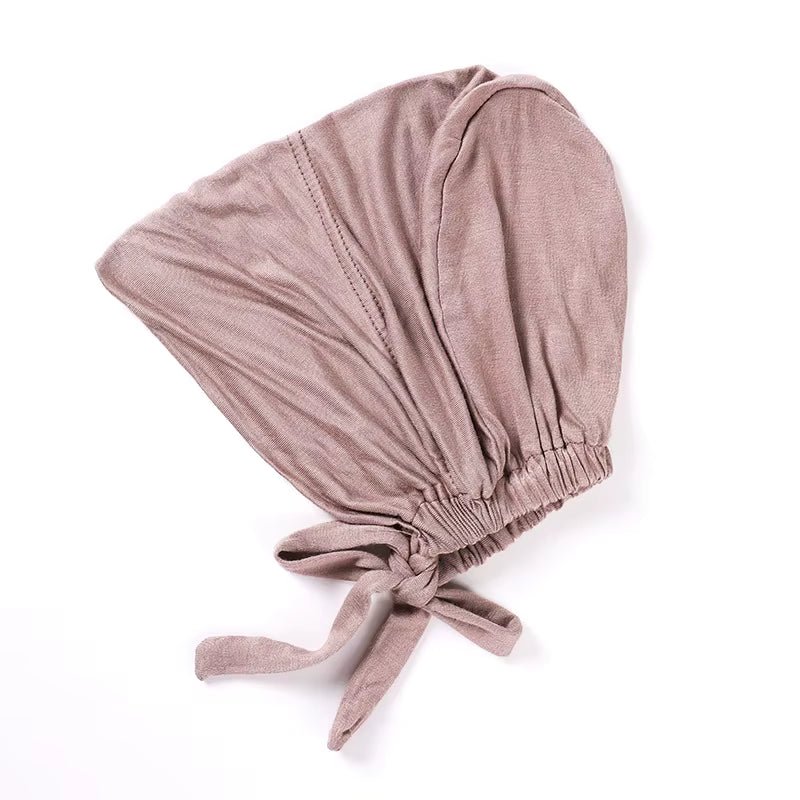 Cotton Modal Elastic Tie Back HIjab Caps Plain Underscarf Adjustable Elasticity Jersey Hijab Undearcap