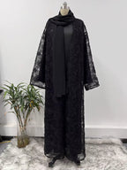Haya Pearl Bloom Abaya Embellished Set 3 Piece Pre-Order