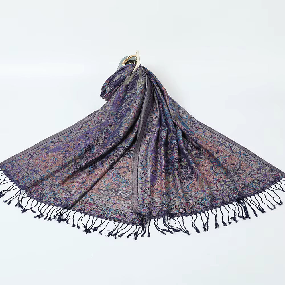Pashmina Scarf – Cashmere‑Feel, Wind‑Resistant, Woven Paisley Jacquard (70×200cm)