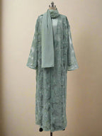 Haya Pearl Bloom Abaya Embellished Set 3 Piece Pre-Order