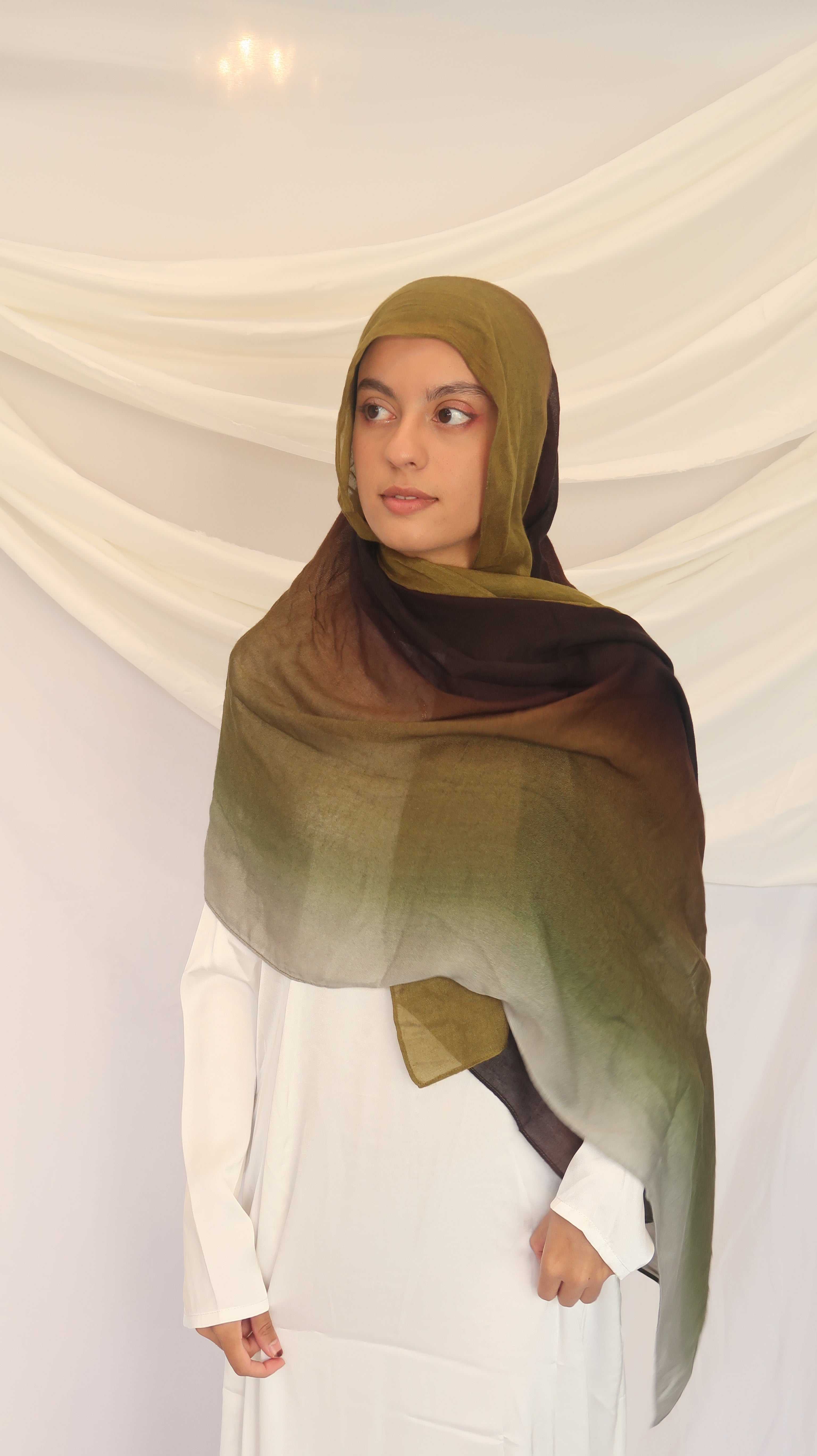 Olive Green Modal Scarf – Lightweight Printed 100% Modal, Soft & Breathable | 180×70cm