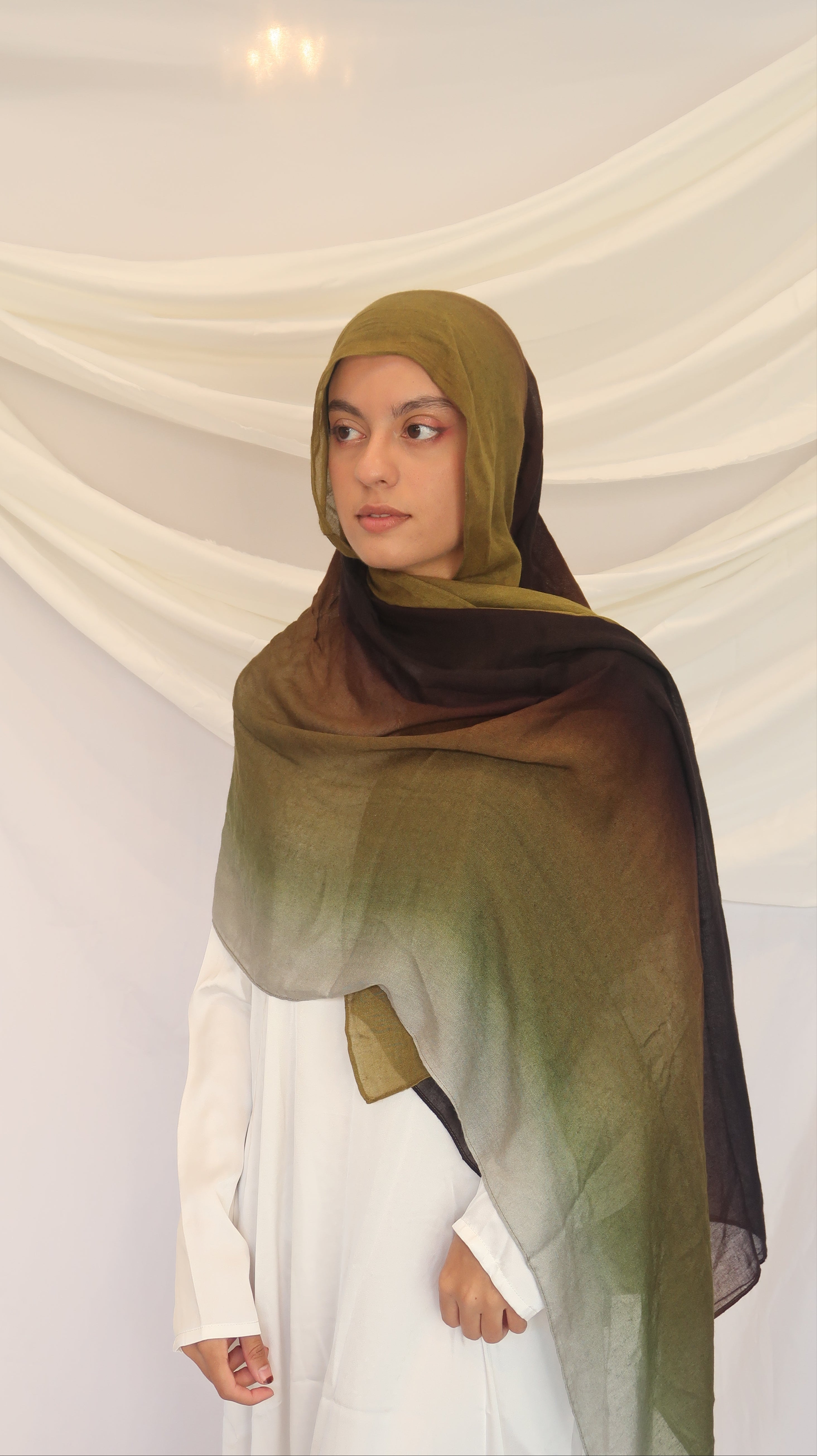 Olive Green Modal Scarf – Lightweight Printed 100% Modal, Soft & Breathable | 180×70cm