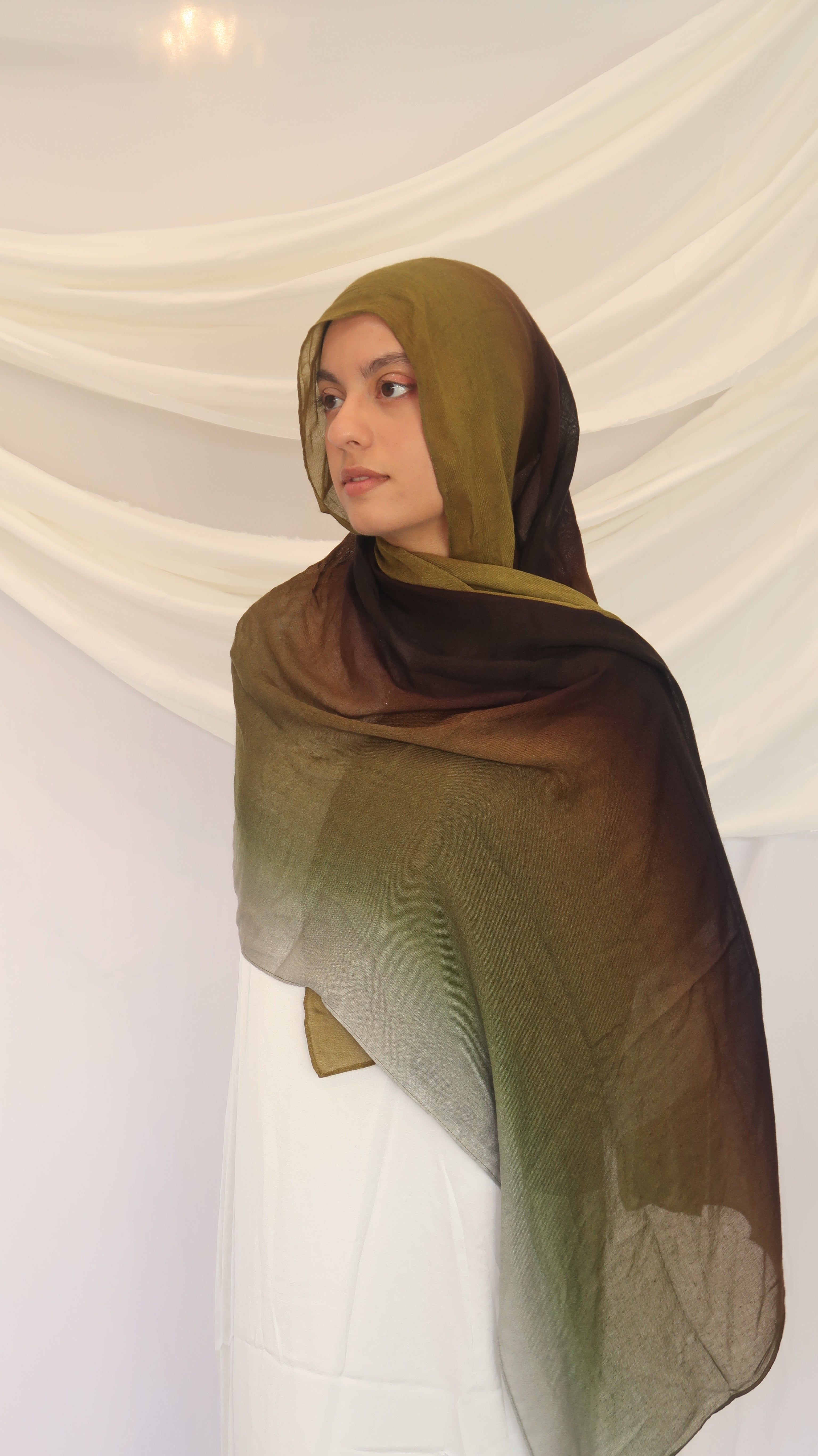 Olive Green Modal Scarf – Lightweight Printed 100% Modal, Soft & Breathable | 180×70cm