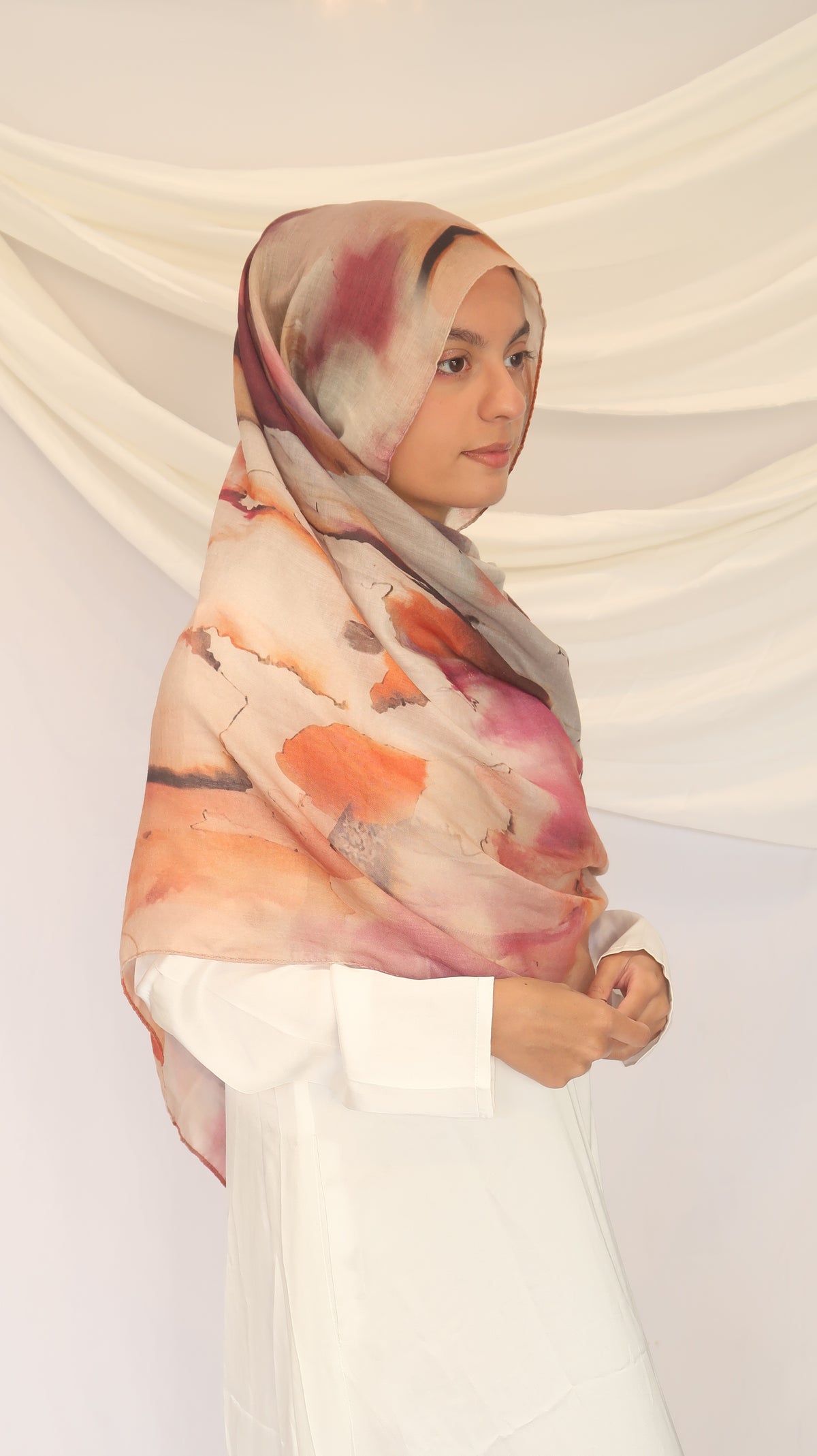 Floral Pink Watercolour Printed Hijab