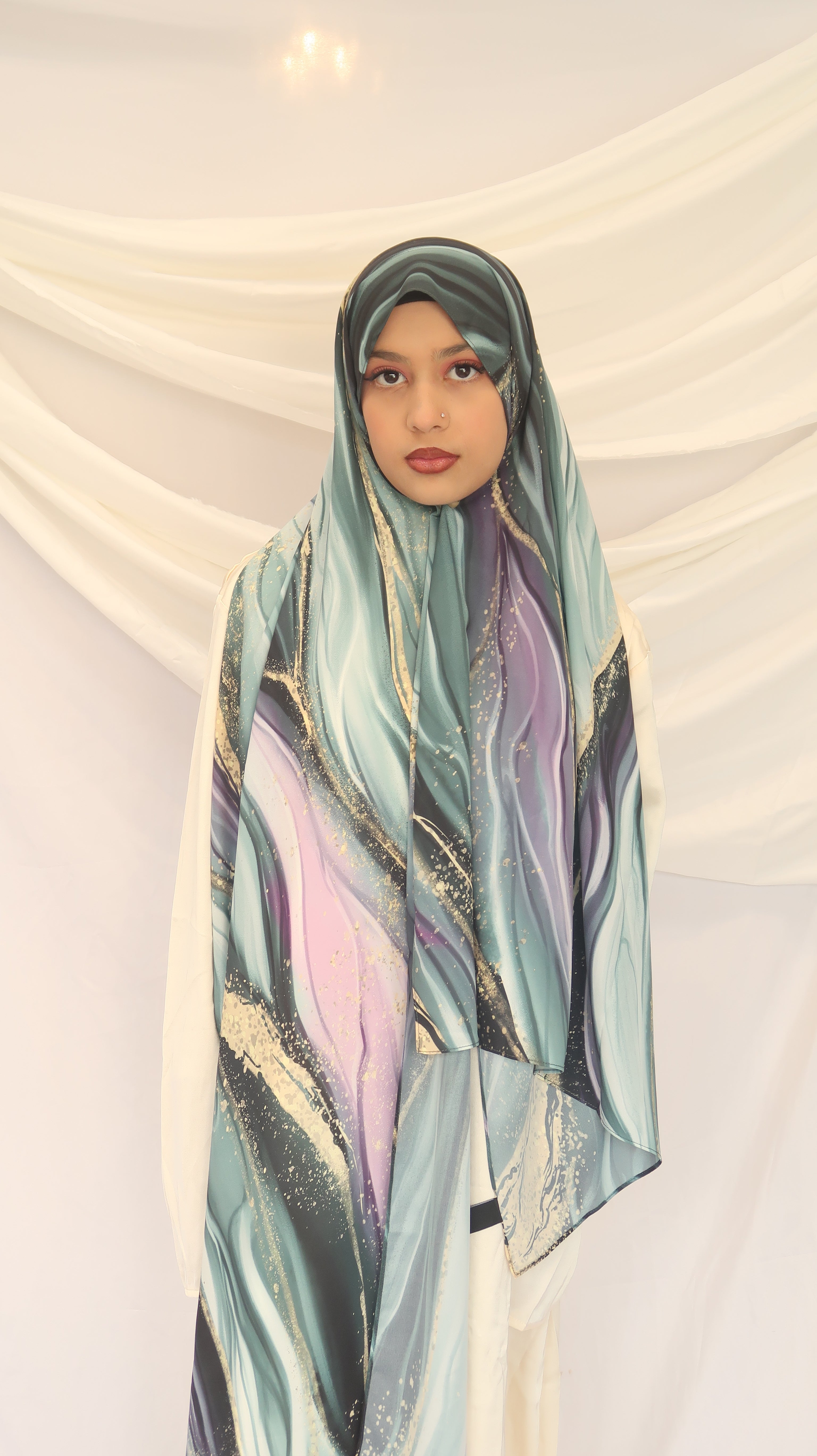 Emerald Galaxy - Premium Korean Chiffon Printed Scarf