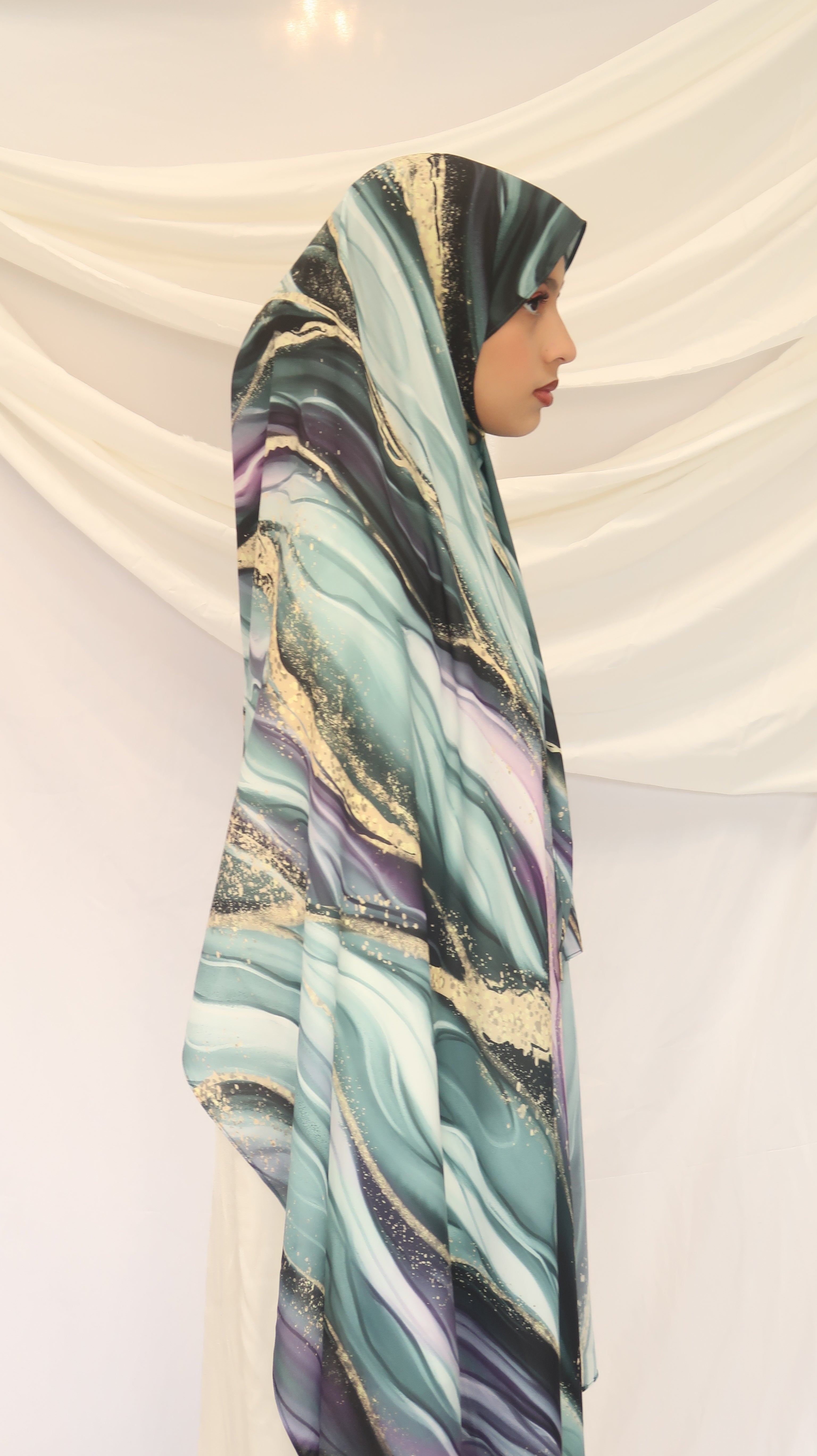 Emerald Galaxy - Premium Korean Chiffon Printed Scarf