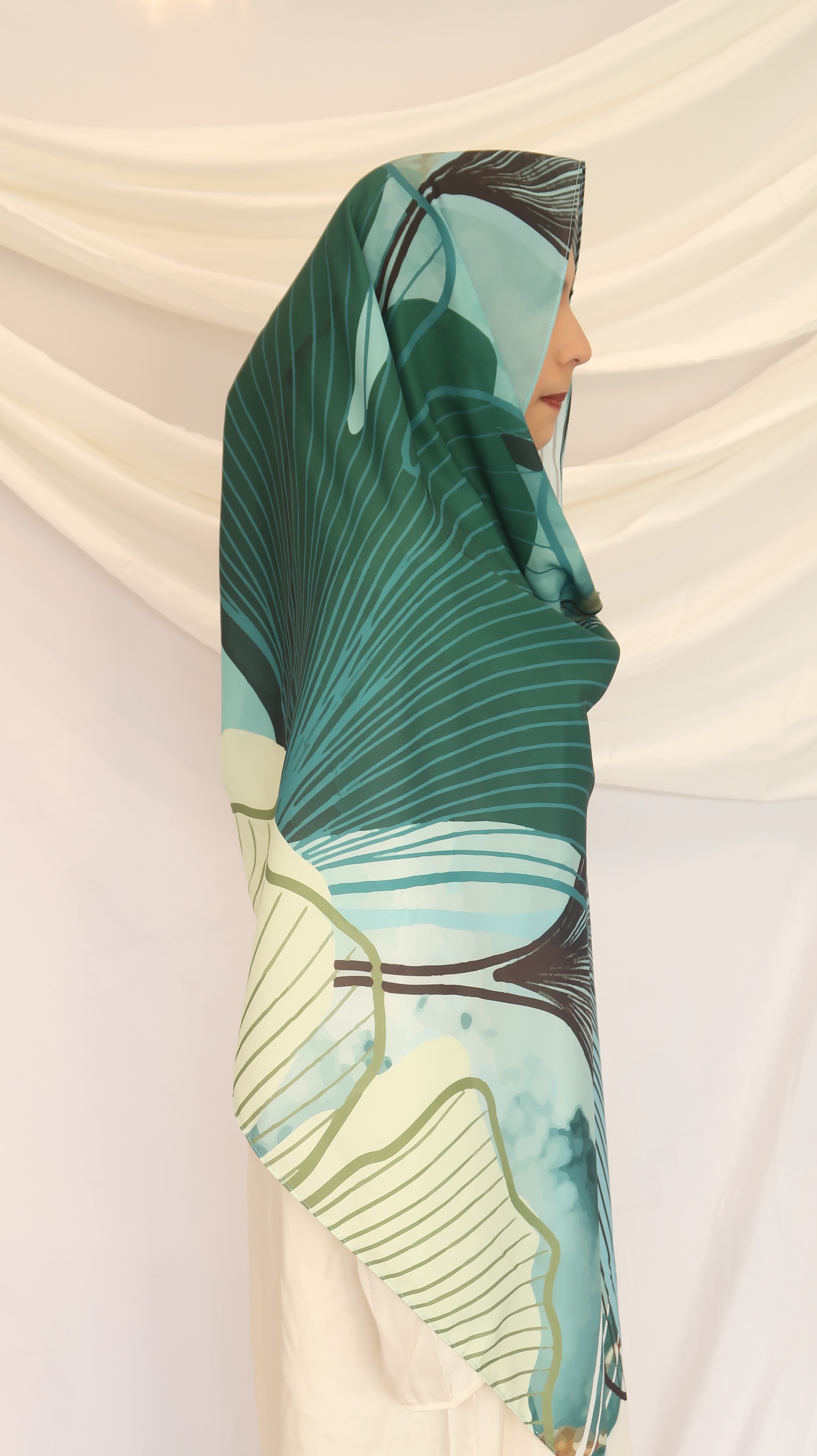 Jade Horizon - Premium Korean Chiffon Printed Scarf