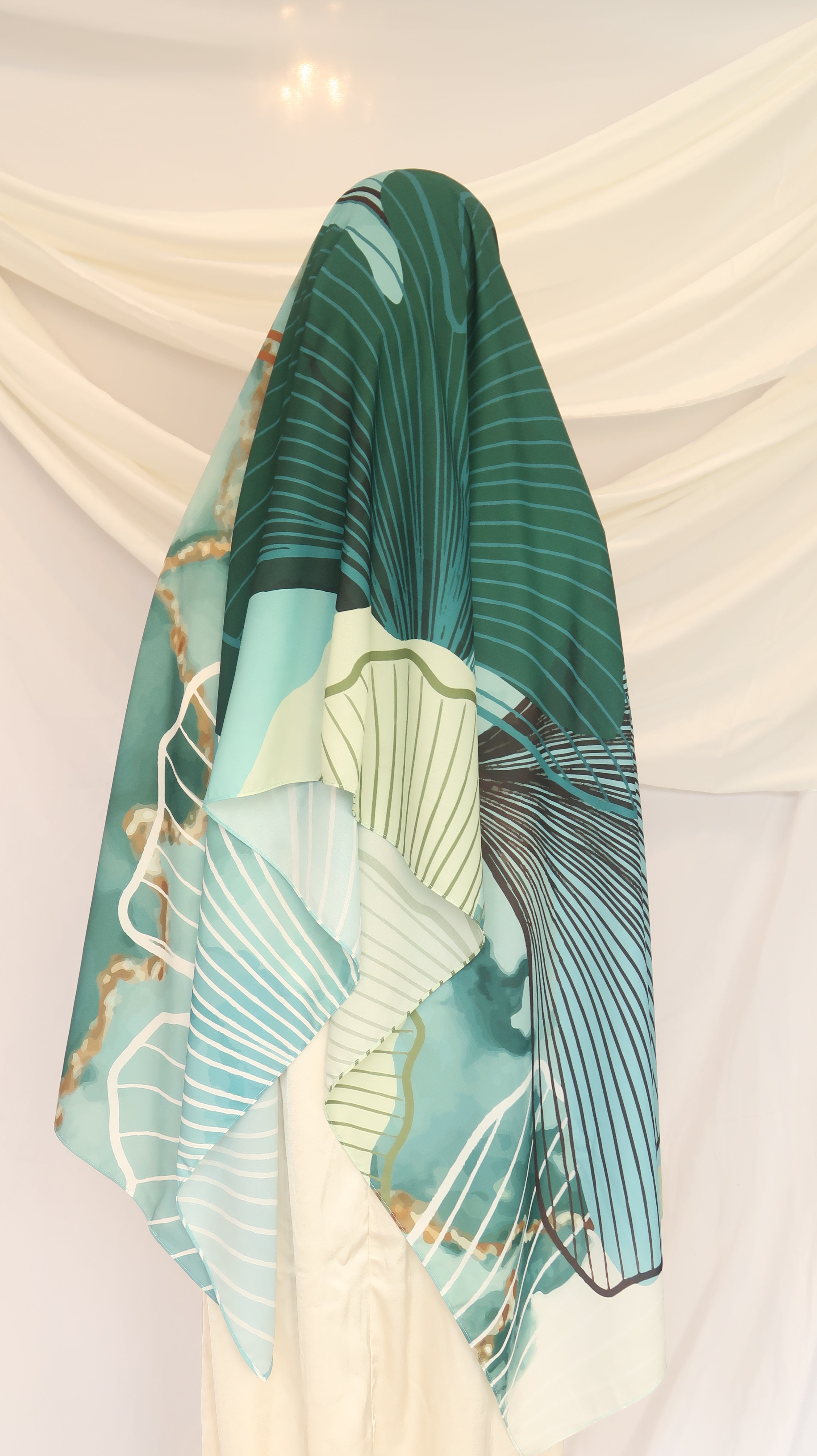 Jade Horizon - Premium Korean Chiffon Printed Scarf