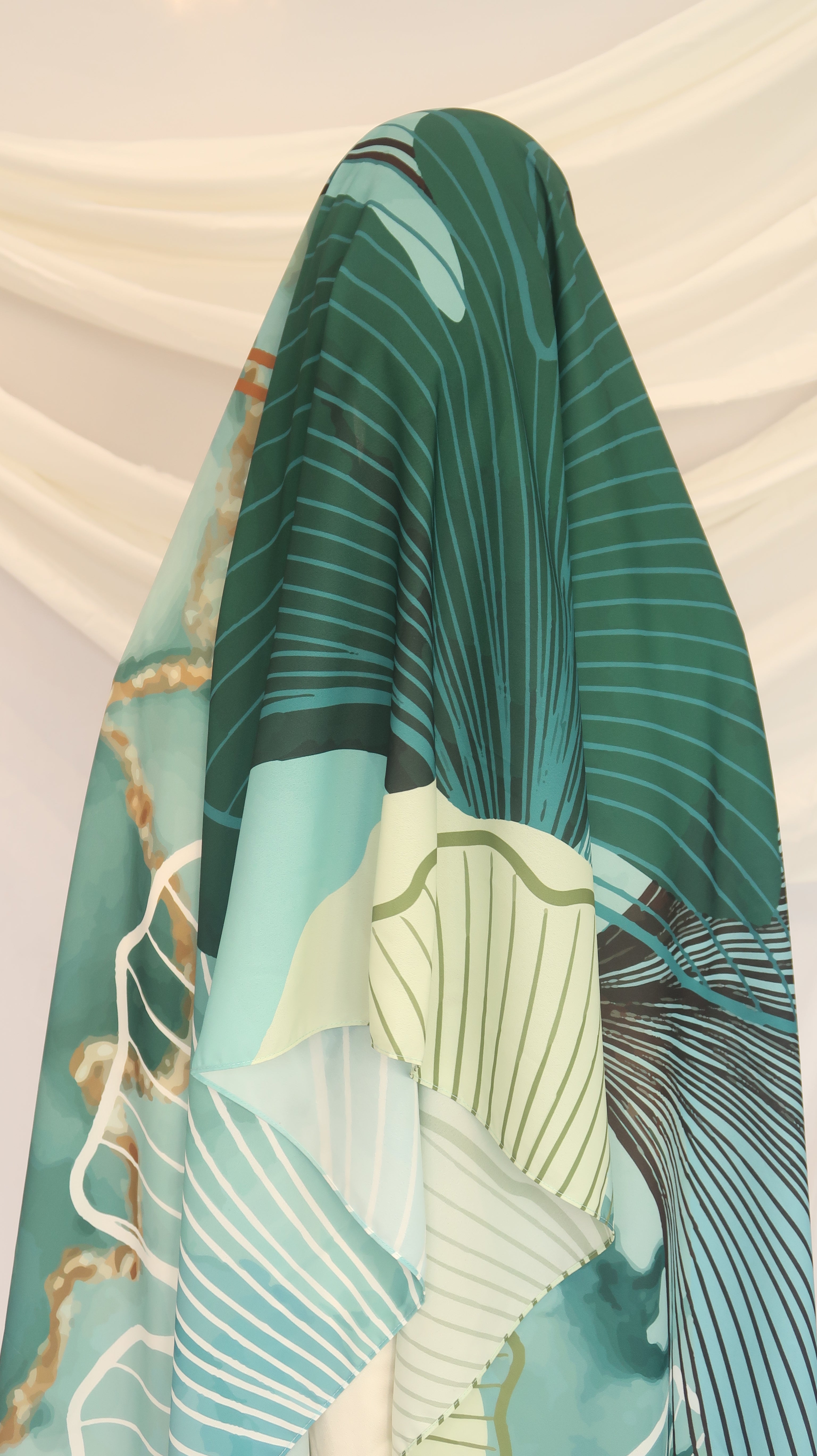 Jade Horizon - Premium Korean Chiffon Printed Scarf