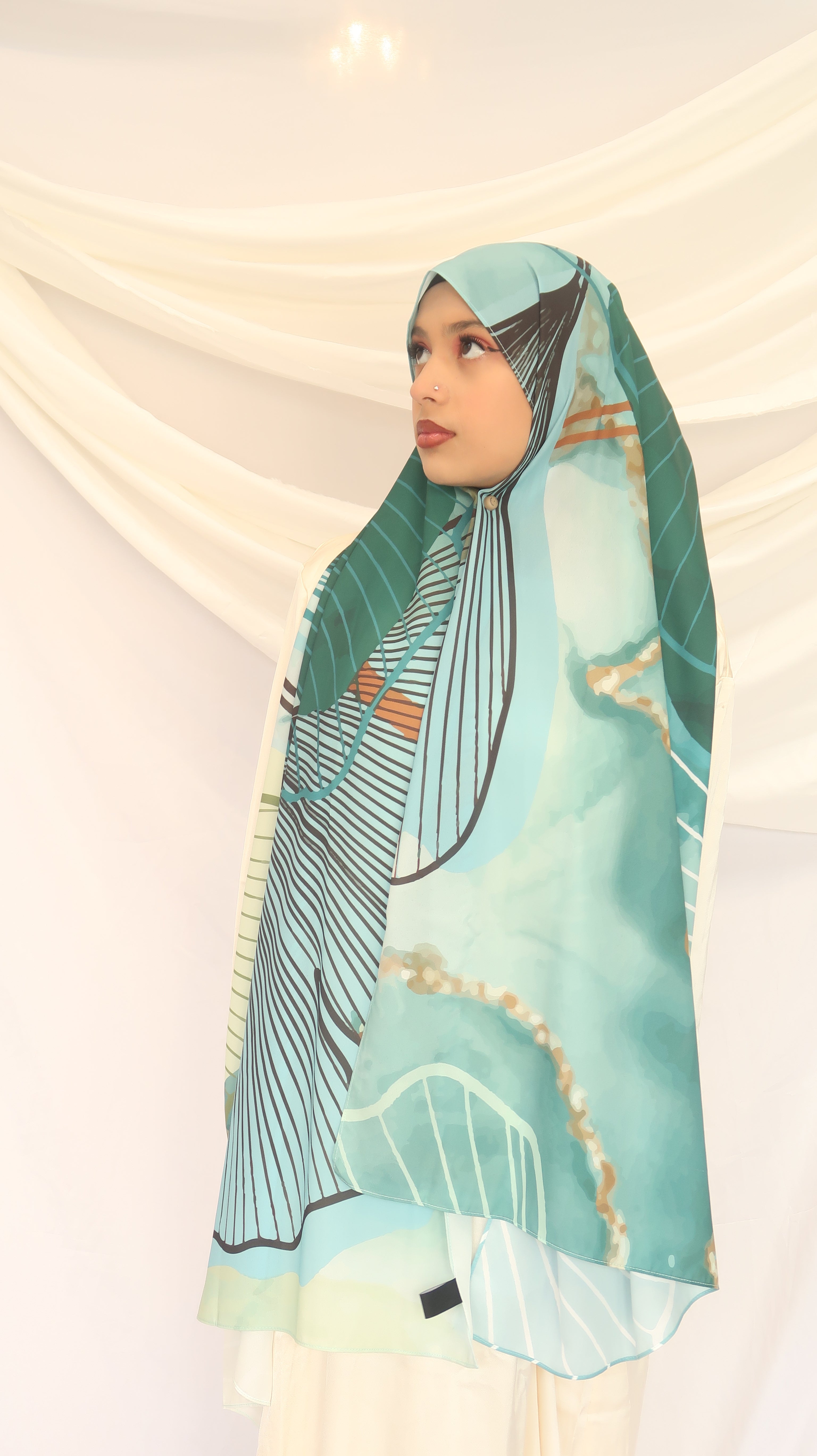 Jade Horizon - Premium Korean Chiffon Printed Scarf