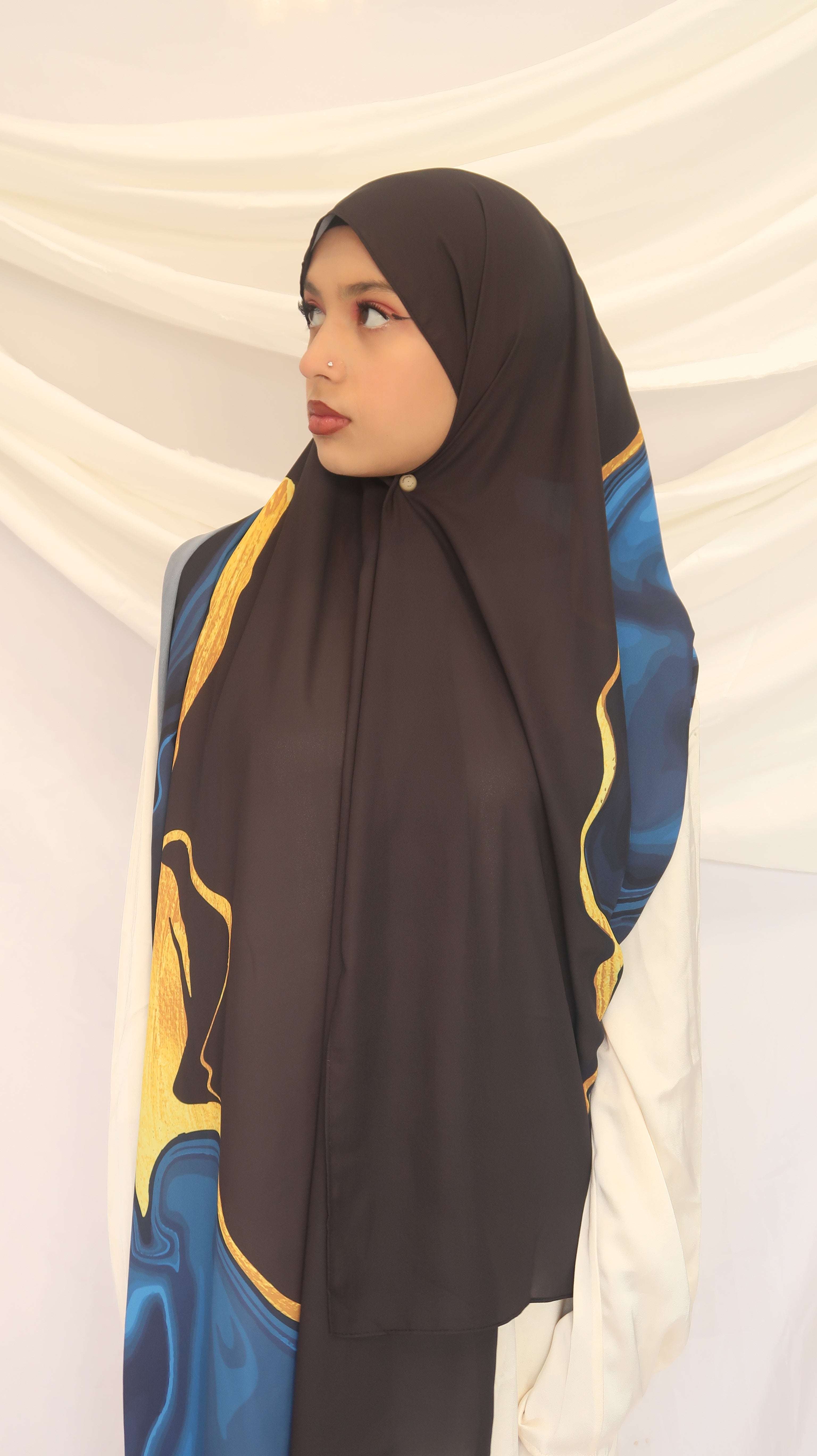Midnight Flora - Premium Korean Chiffon Printed Scarf