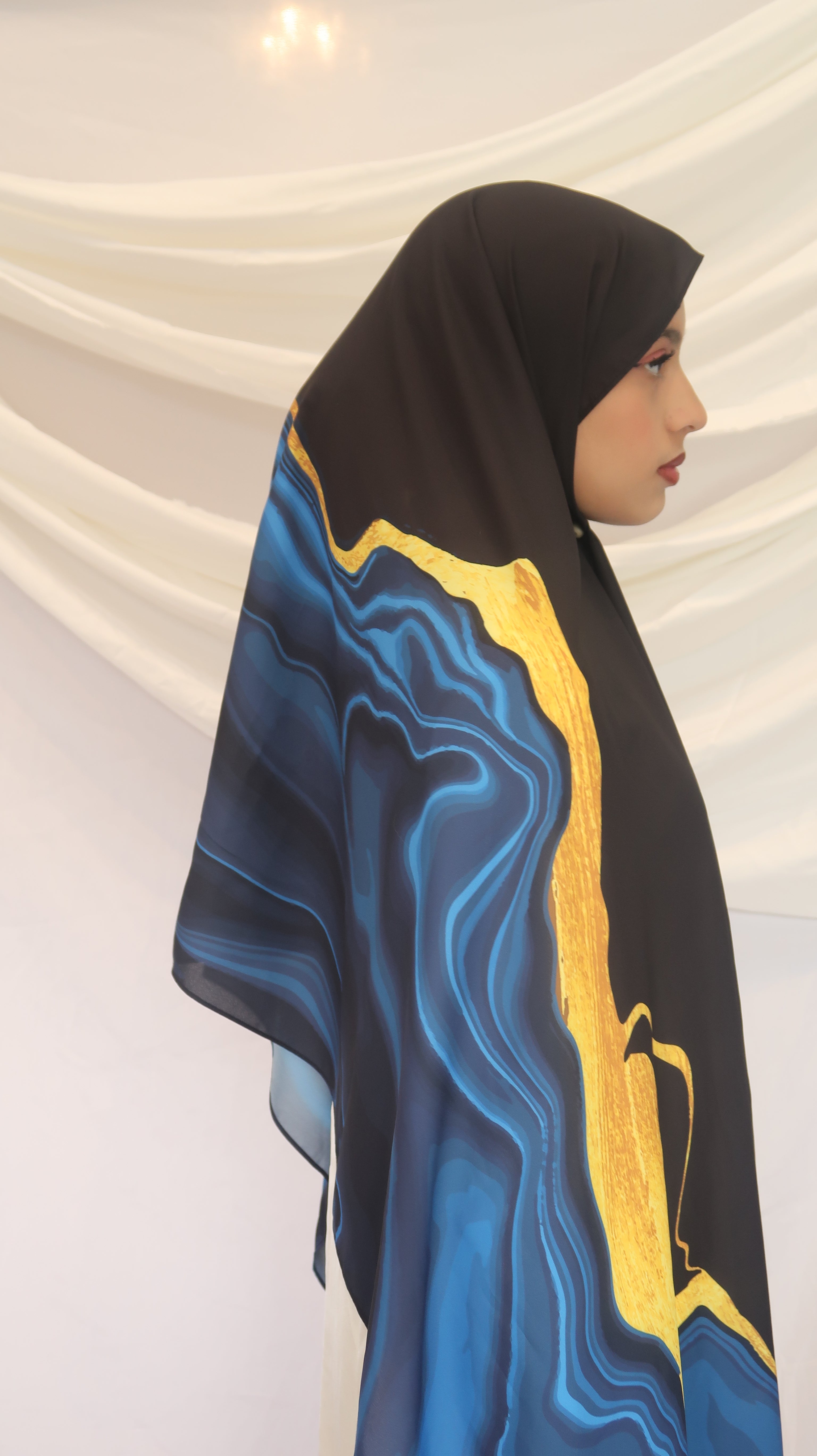 Midnight Flora - Premium Korean Chiffon Printed Scarf