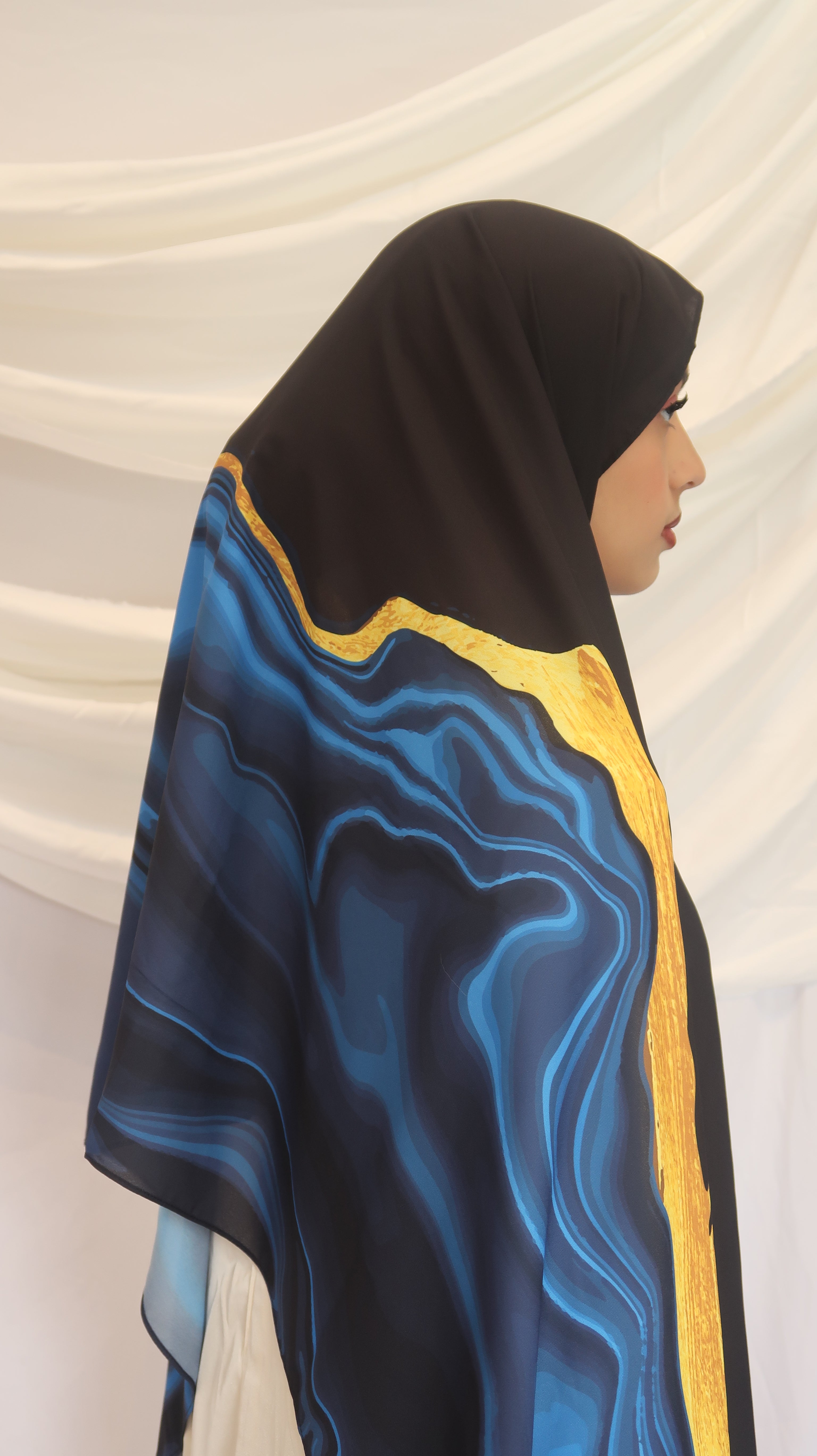 Midnight Flora - Premium Korean Chiffon Printed Scarf
