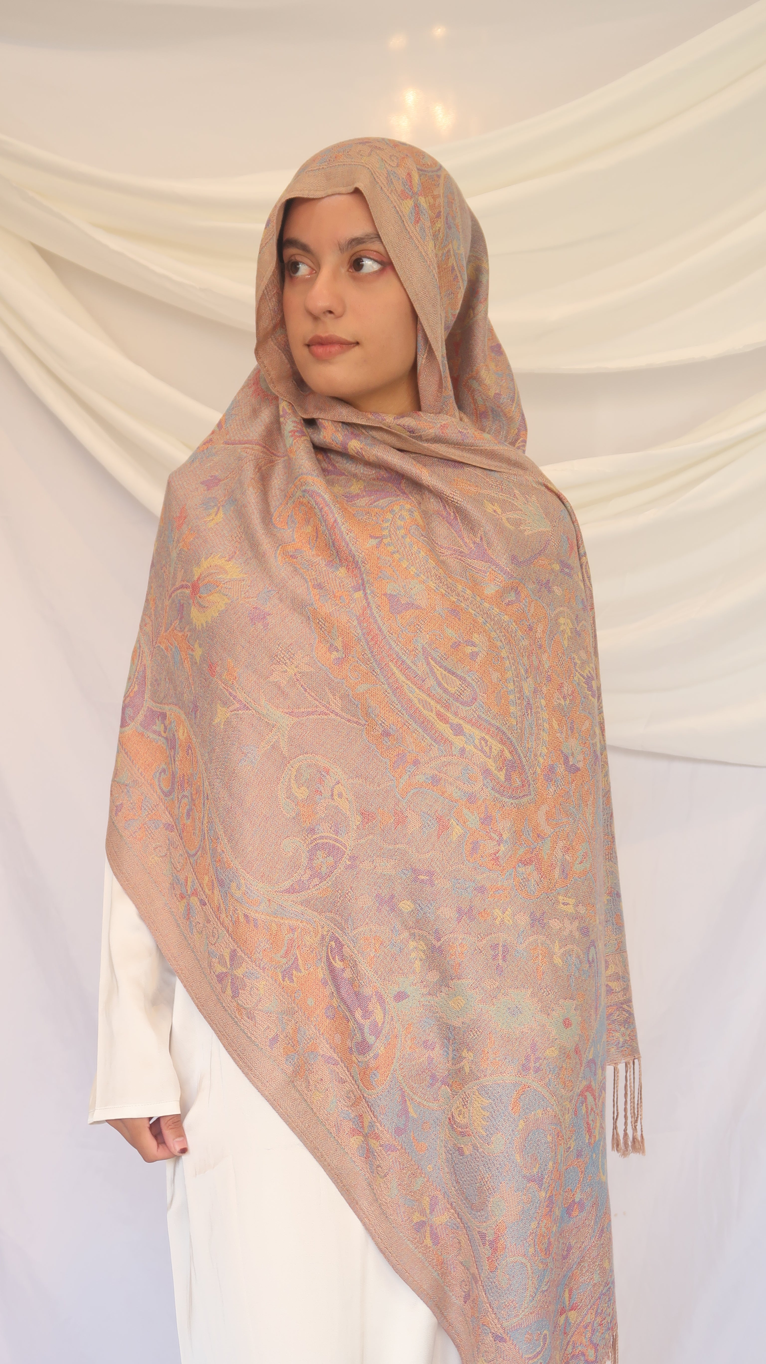 Pashmina Scarf – Cashmere‑Feel, Wind‑Resistant, Woven Paisley Jacquard (70×200cm)