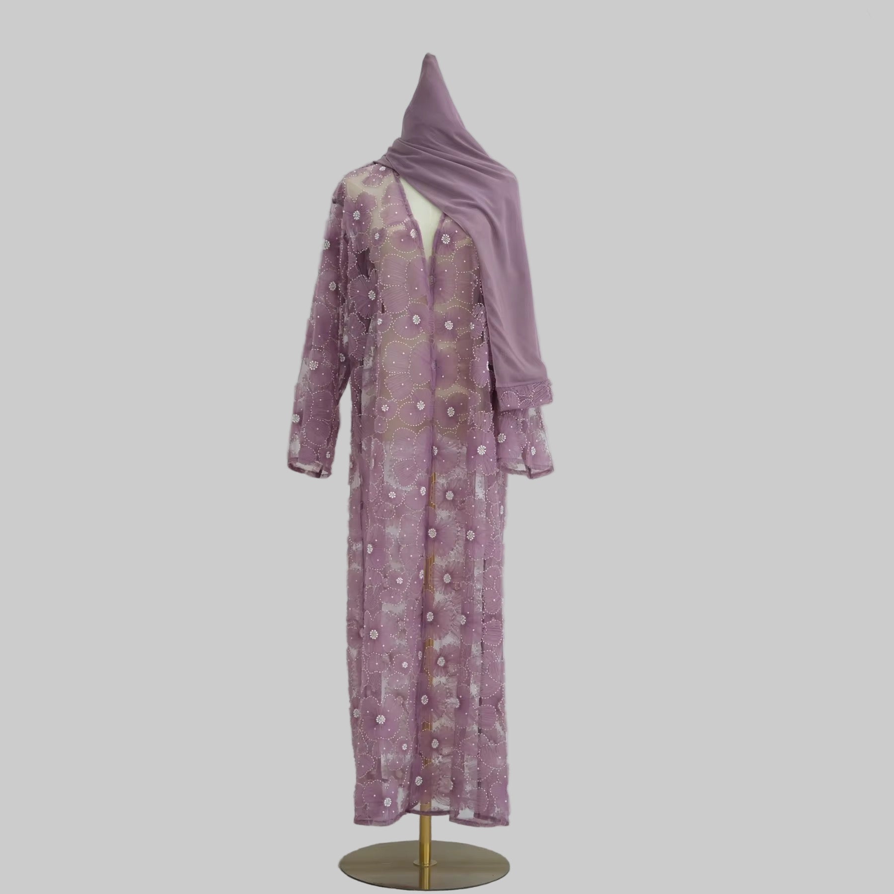 Haya Pearl Bloom Abaya Embellished Set 3 Piece Pre-Order