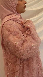 Haya Pearl Bloom Abaya Embellished Set 3 Piece Pre-Order