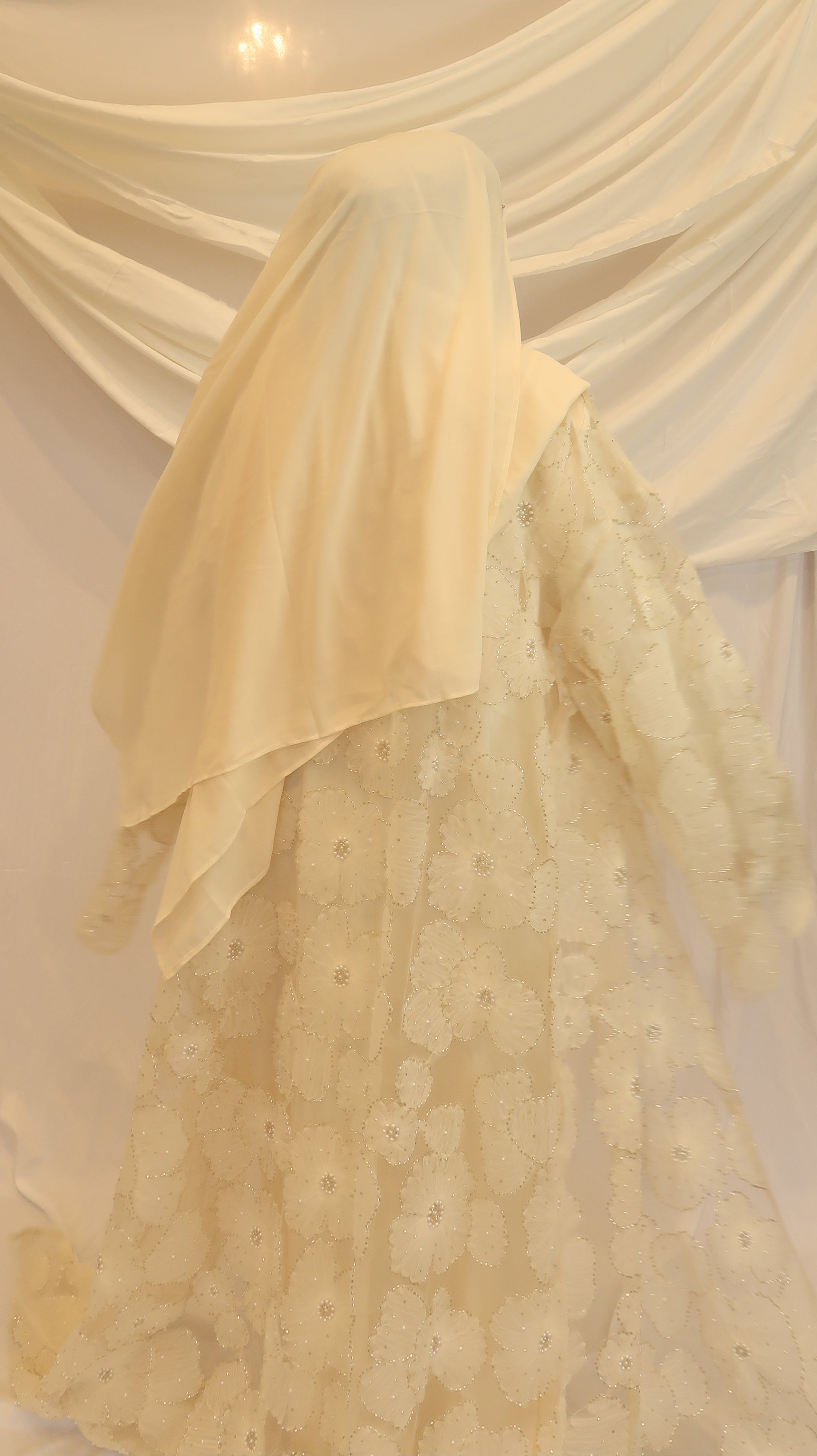 Haya Pearl Bloom Abaya Embellished Set 3 Piece Pre-Order