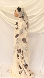 Petal Noir Floral Printed Abaya and Scarf