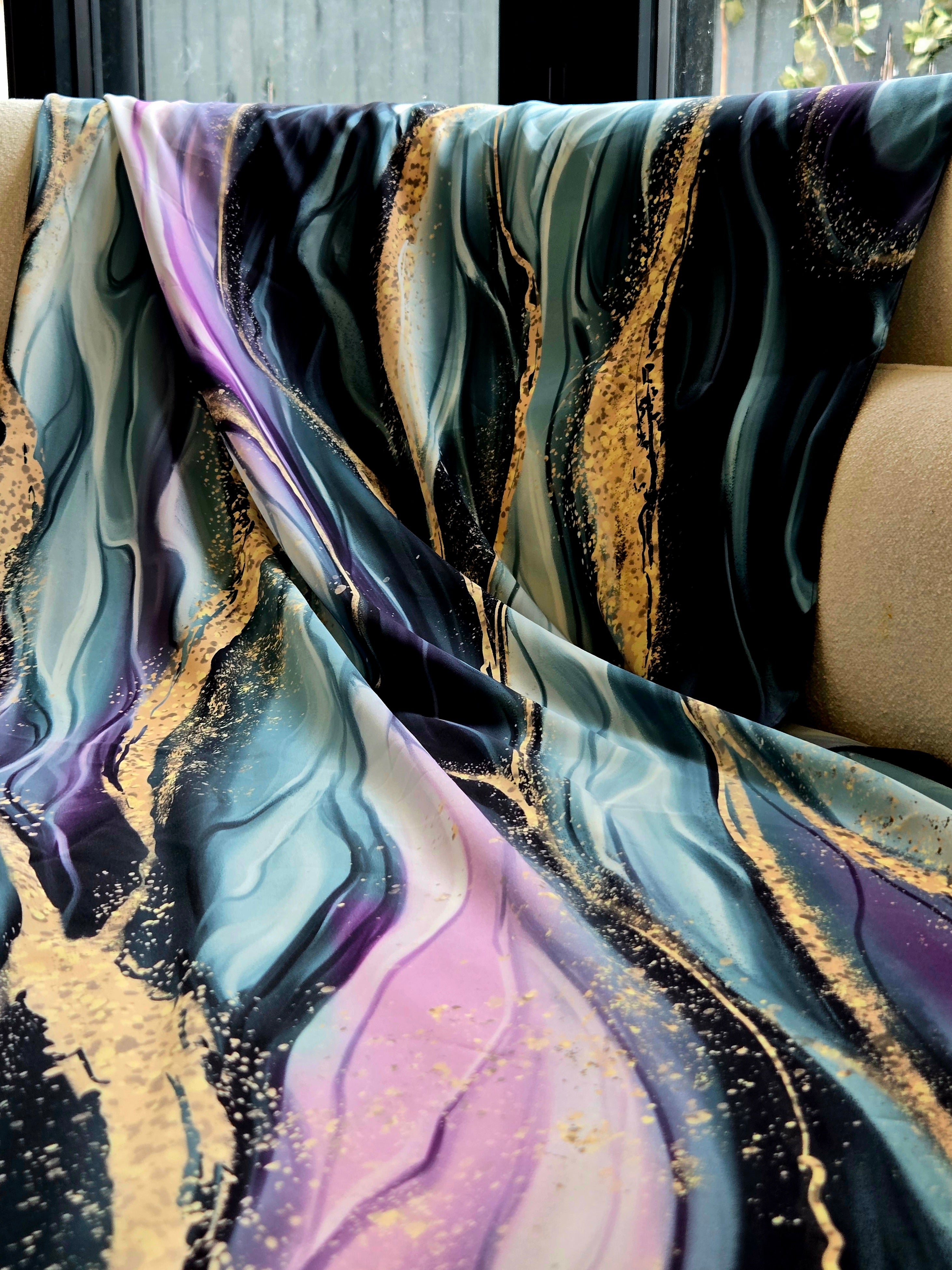Emerald Galaxy - Premium Korean Chiffon Printed Scarf