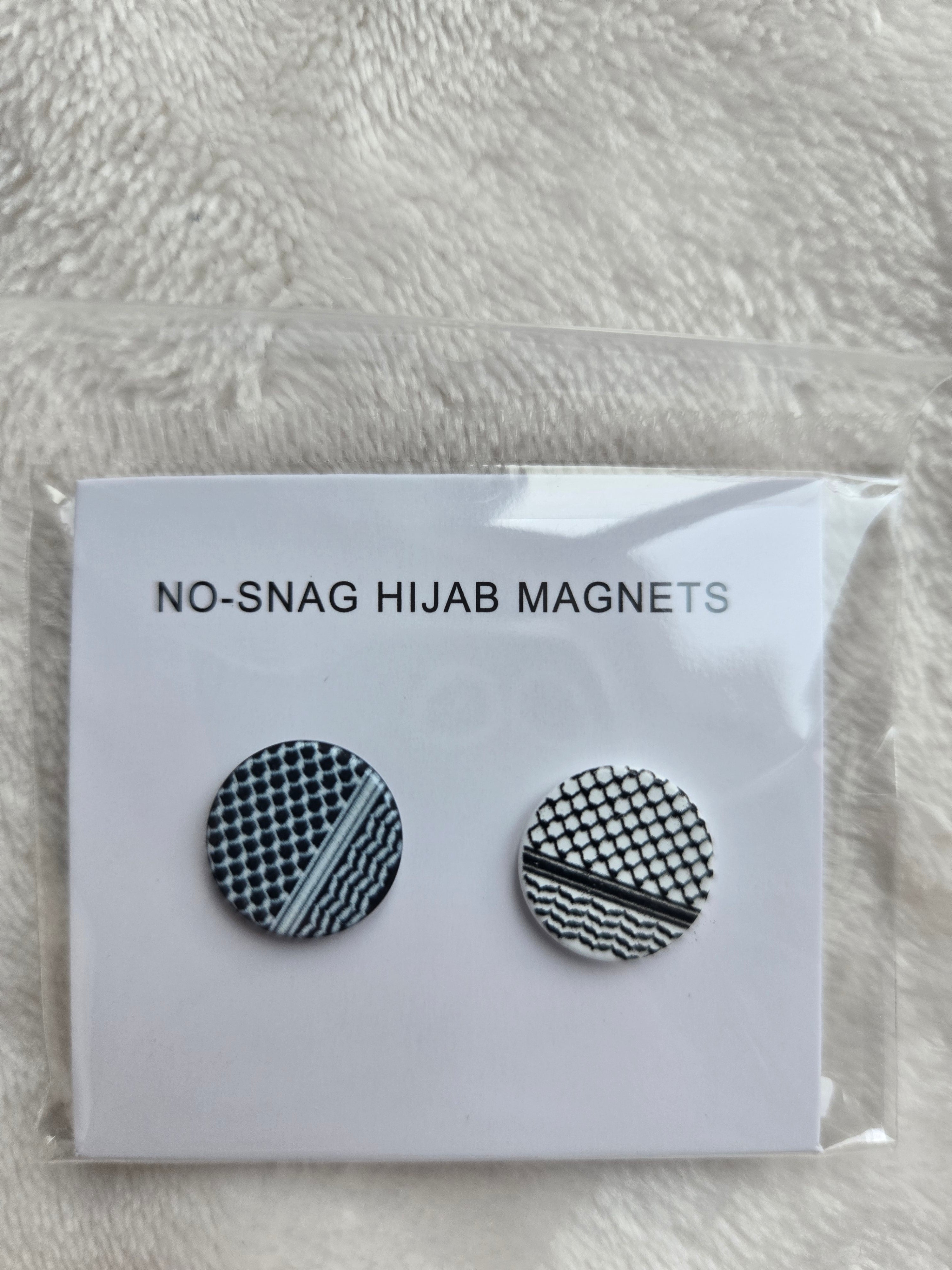 Non-Snag Hijab Magnets Solid Colours Branded & Palestine Keffiyeh  – Pack of 2 Pairs | Strong & Rounded