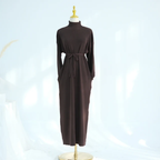 Ribbed Thin Knit Abaya Dress With Pockets