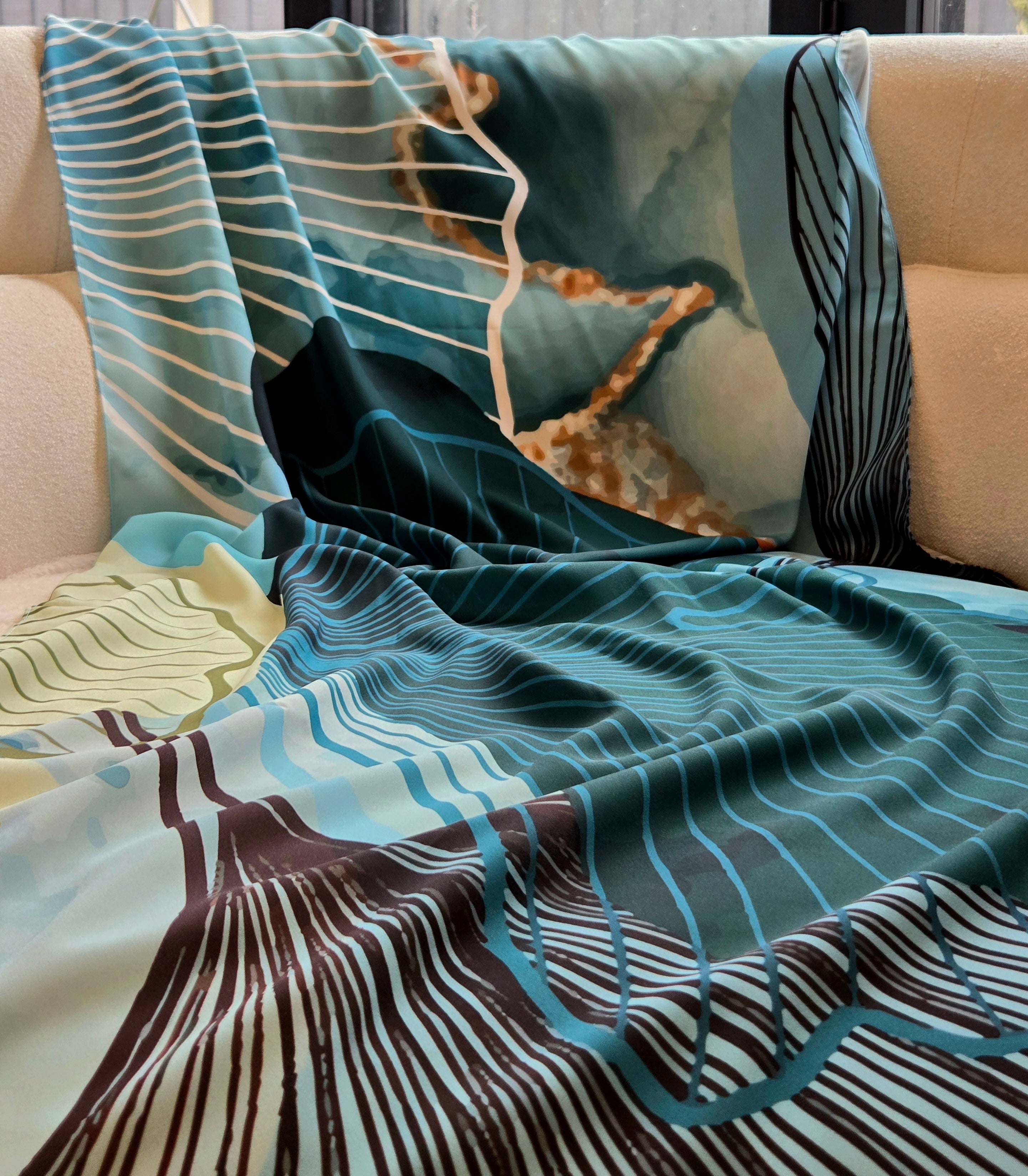 Jade Horizon - Premium Korean Chiffon Printed Scarf
