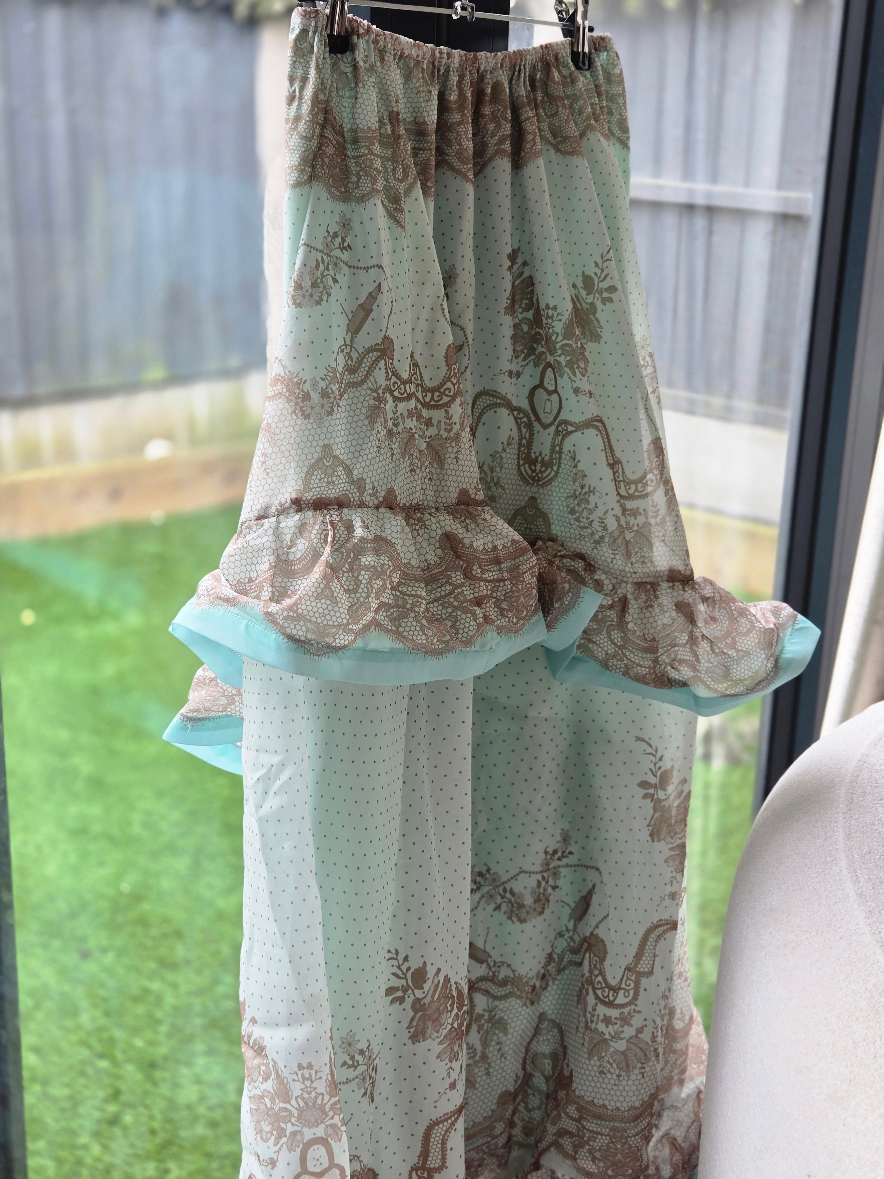 Olivia 2 Piece Blouse and Skirt Set French Ruffles Lightweight & Soft | Ethereal Collection