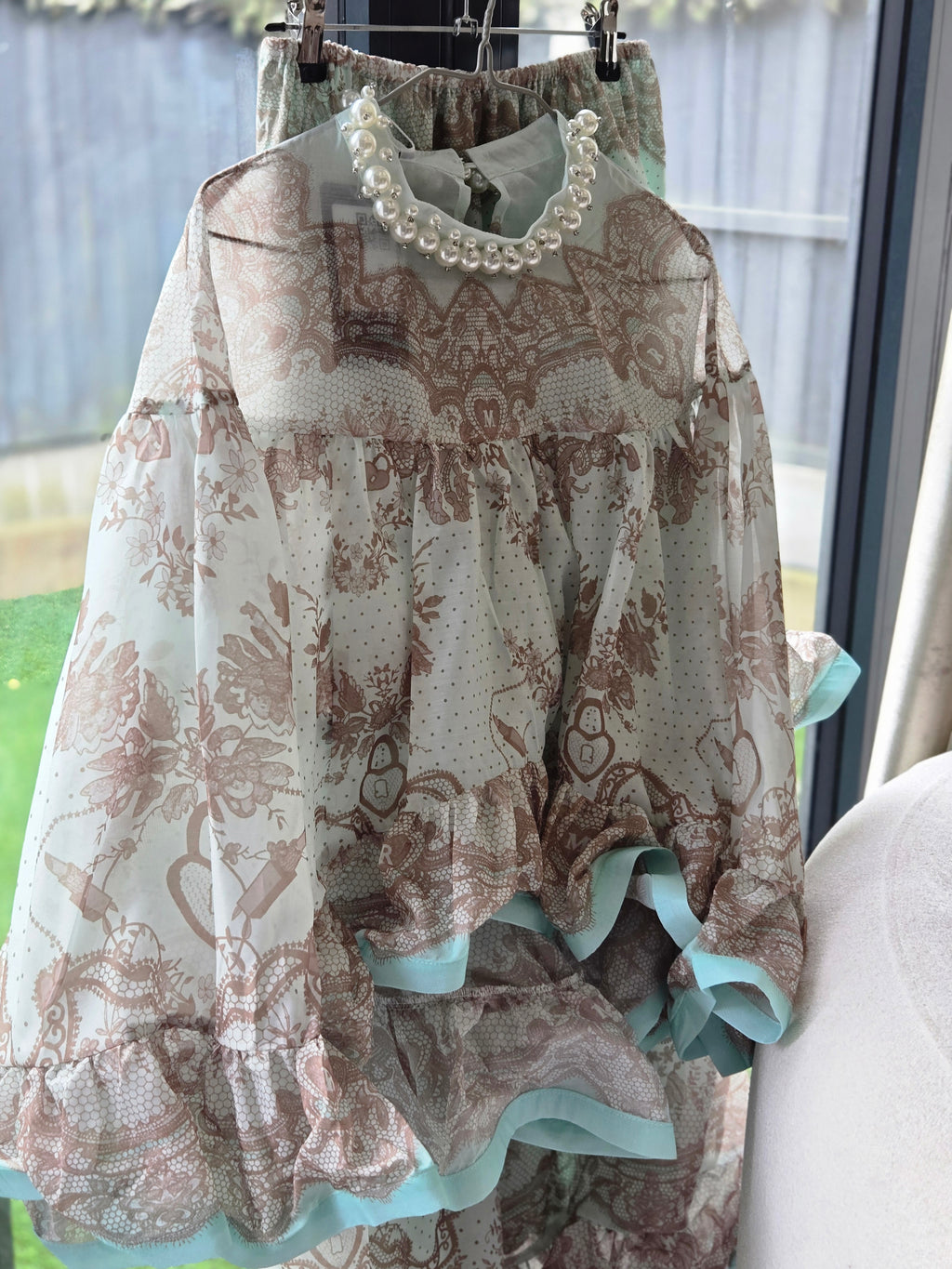 Olivia 2 Piece Blouse and Skirt Set French Ruffles Lightweight & Soft | Ethereal Collection
