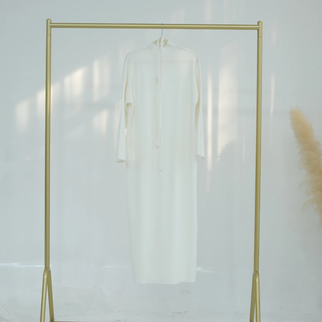 Ribbed Thin Knit Abaya Dress With Pockets